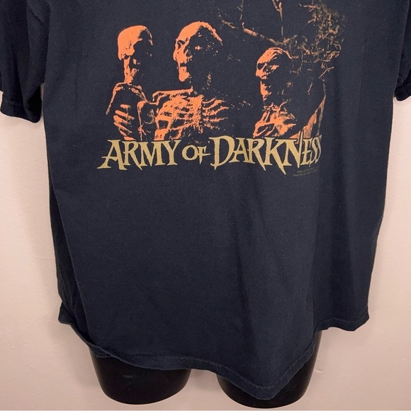 RARE LARGE ARMY OF DARKNESS TEE MENS SHORT SLEEVE BLACK COTTON ORANGE GRAPHIC - Picture 2 of 11